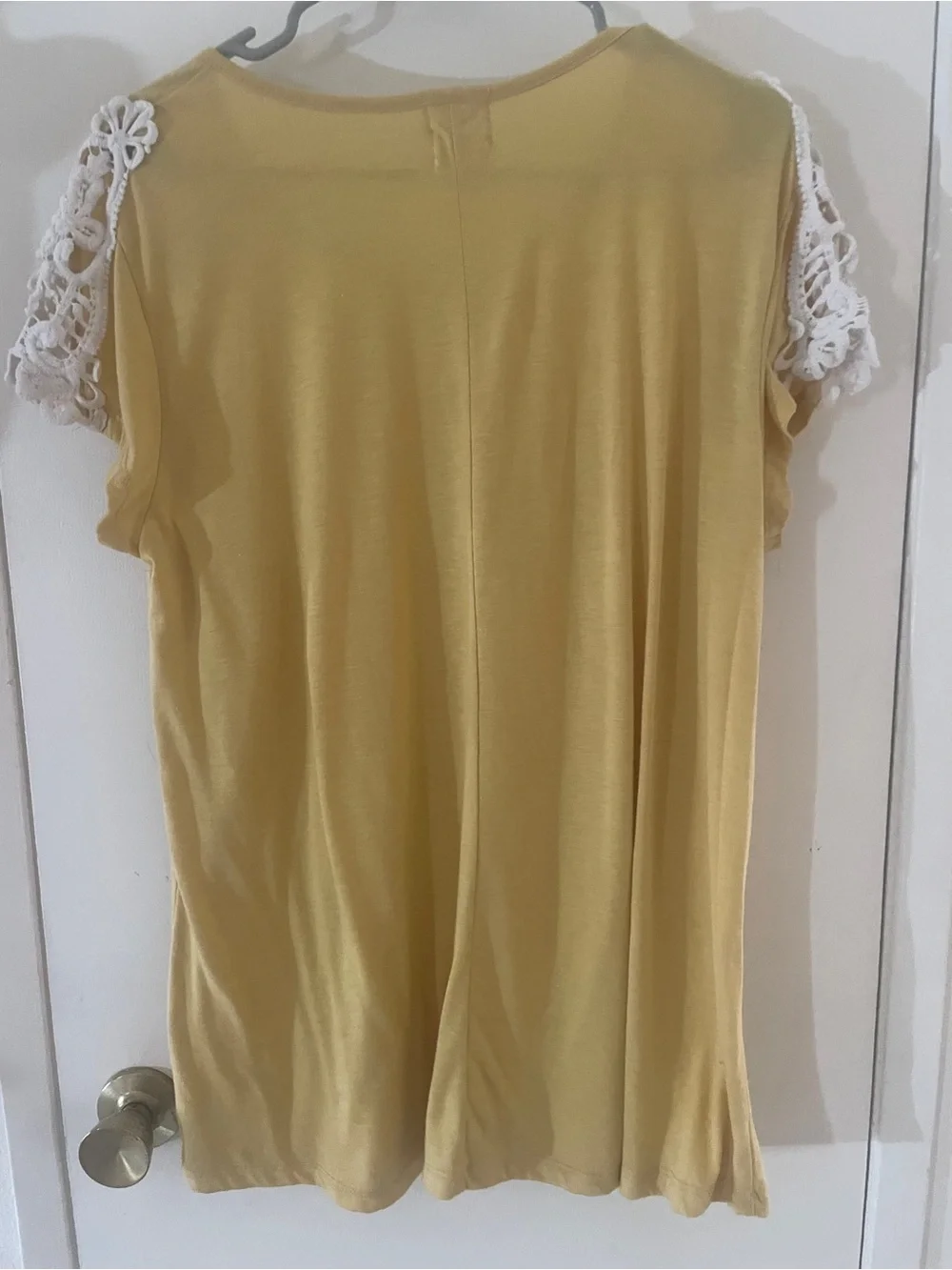 Grace & Emma Yellow Crochet Lace Cap Sleeved Top XL Boho